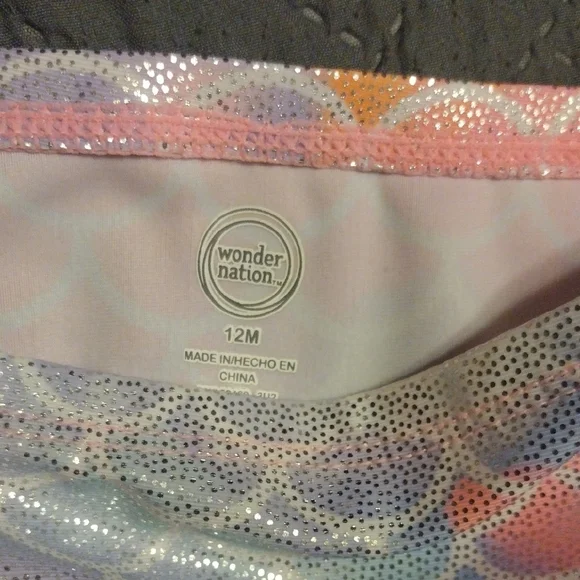 Pink and Multicolor Kids Mermaid Bikini 3 Pc Set. - Picture 5 of 7